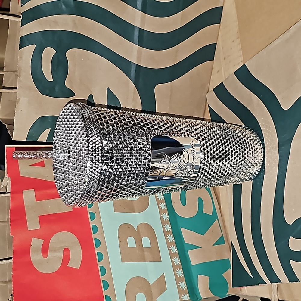 NWT Starbucks Walt Disney World Silver Studded Tumbler 24 oz.